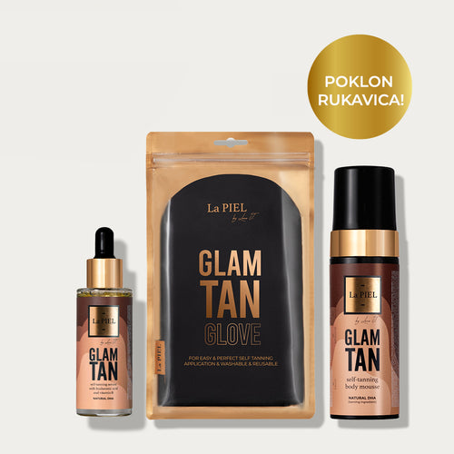 Glam Tan Box Pjena Za Samotamnjenje Tijela Hijaluronski Serum Za Samotamnjenje I Rukavica Za Lakse I Ravnomjerno Nanosanje Pjene