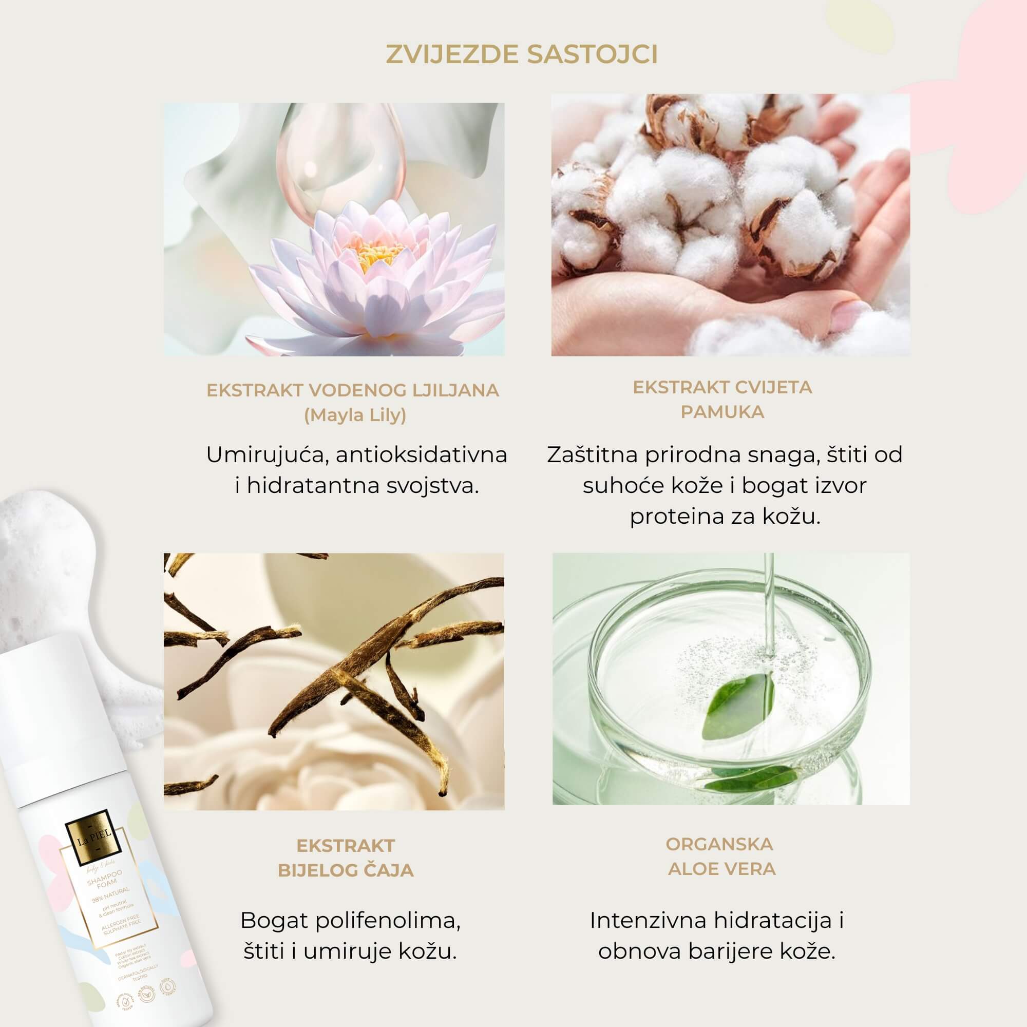 La PIEL Baby & Kids Prirodni Sampon U Pjeni Sastojci