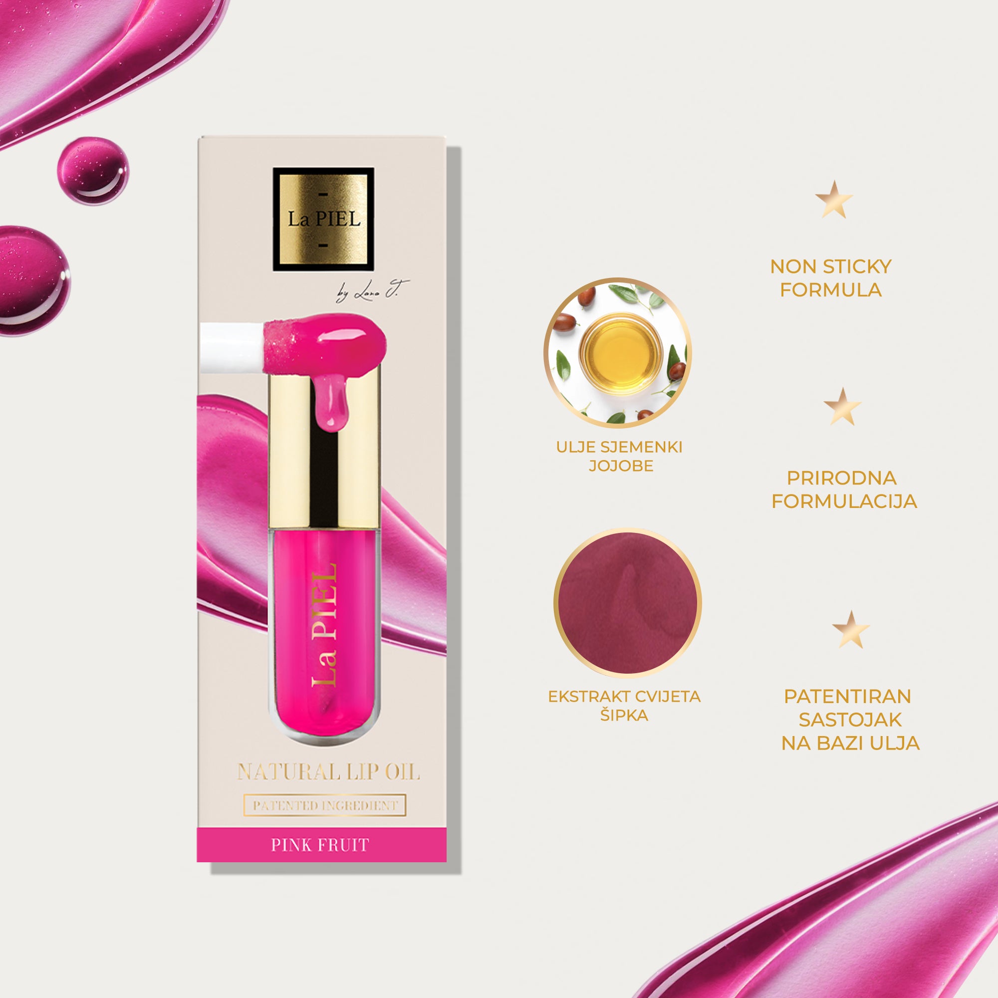 La Piel Juicy Lips Prirodno Ulje Za Usne Pink Fruit Prirodni Sastojci Lana Jurcevic