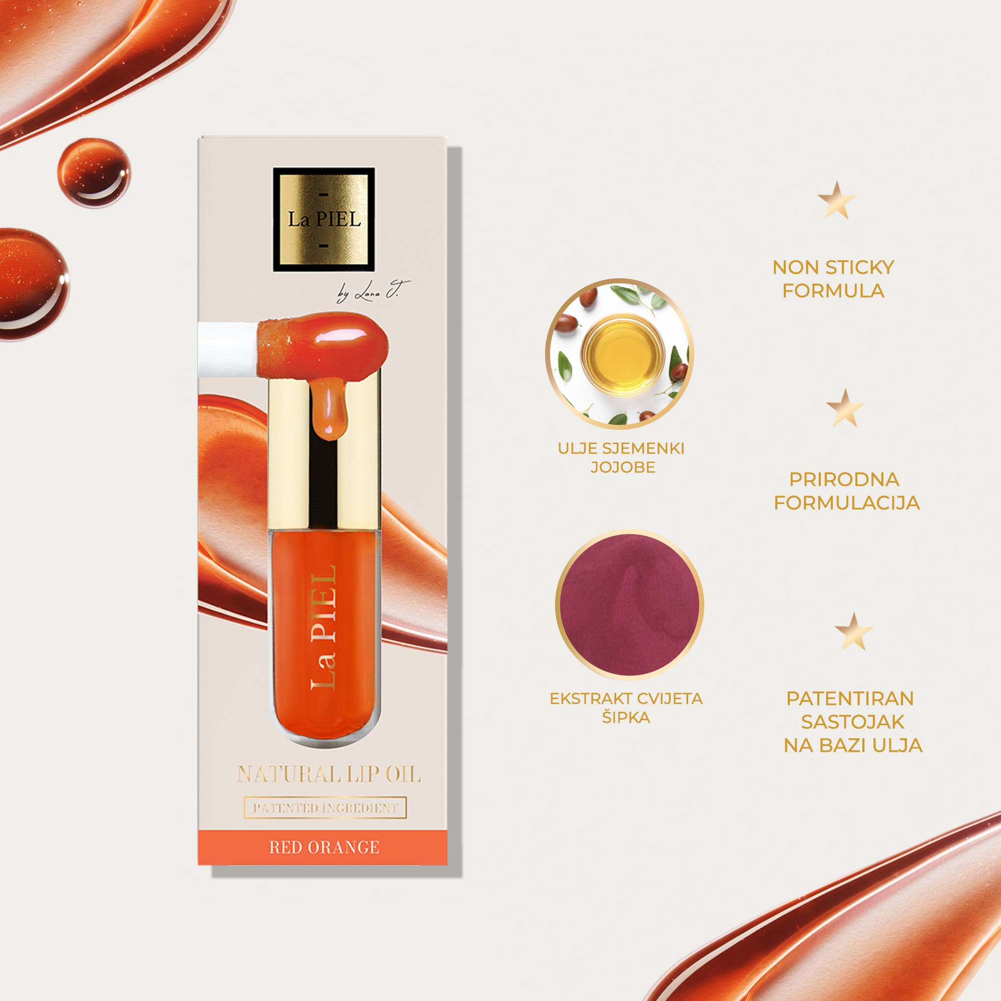 La PIEL Juicy Lips Red Orange Prirodno Ulje Za Usne Prirodni Sastojci